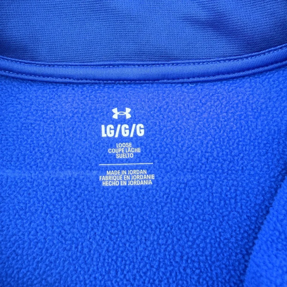 Under Armour Quarter Zip Pullover Mens Large Blue Good‎ Heathered Fleece Logo